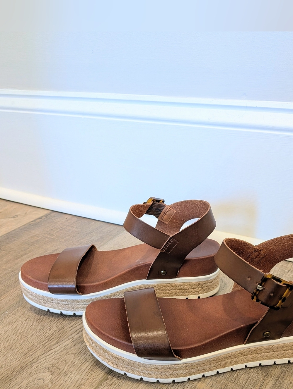 MIA Tan Leather Platform Espadrille Sandal | 8 - Picture 2 of 5